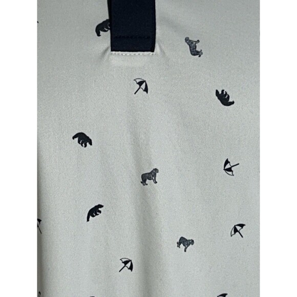 Swannies Polo Golf Shirt Men Size LARGE BEAR TIGER UMBRELLA Print Tennis Stretch - Picture 3 of 12